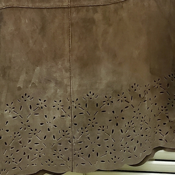 Suede Mizrahi Skirt Brown Size 10 Bow Detail Isaac Mizrahi - Picture 7 of 12